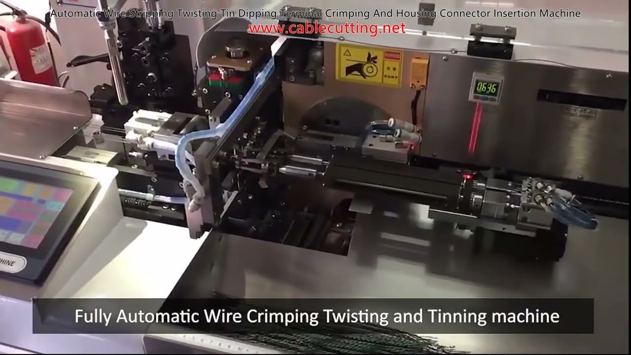 Máquina Automática de Corte, Descascamento, Torção, Estanhagem, Crimpagem e Inserção de Terminais em Conectores