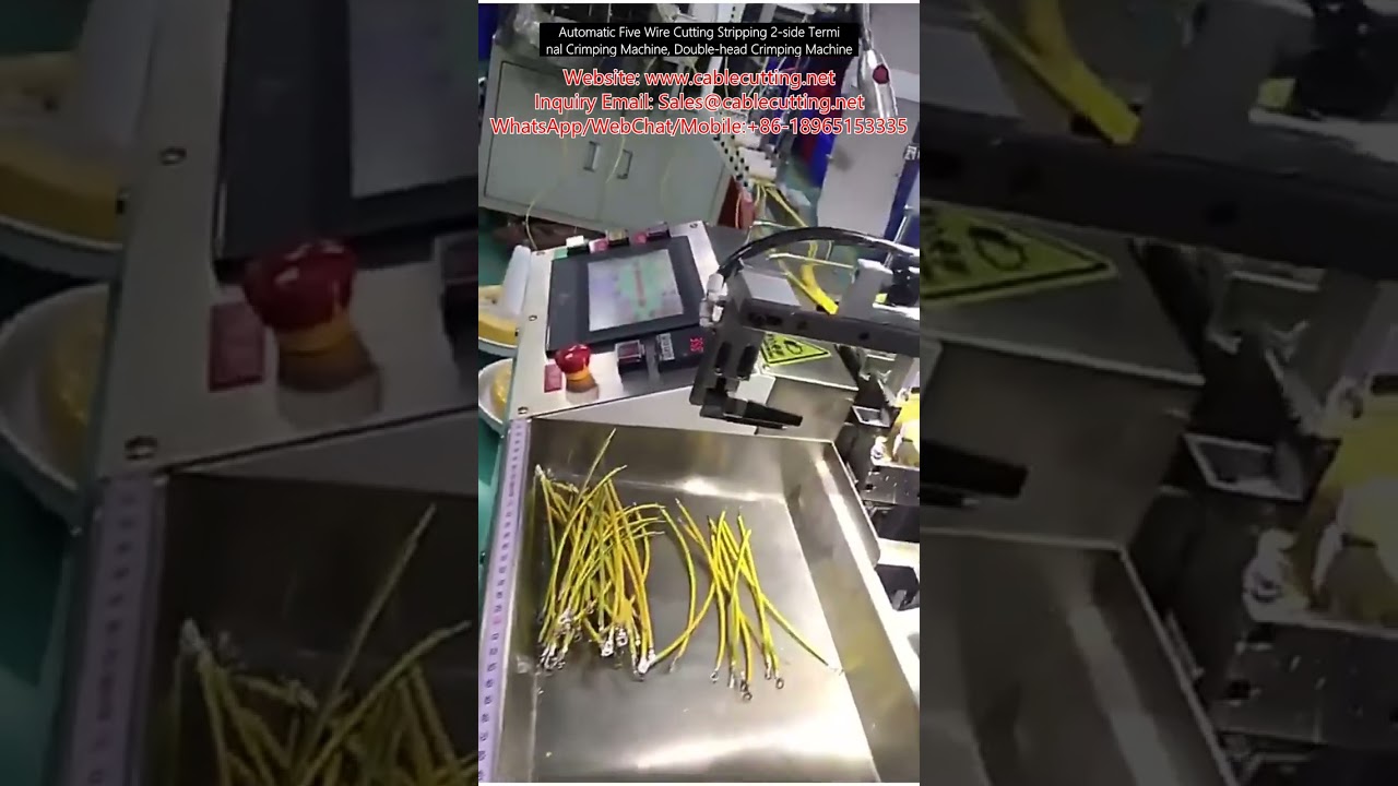 Máquina Automática de Corte e Decapagem de 5 Fios com Crimpagem Dupla Face - Crimpadora de Terminais
