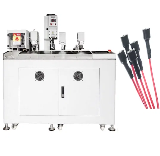 Máquina de Inserir Tubo Termorretrátil, Torcer, Estanhar e Crimpar